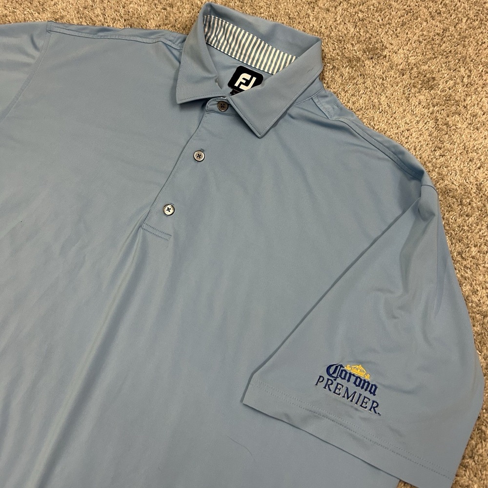 Footjoy Polo Shirt Mens XXL‎ Corona Premier Blue Performance Stretch Golf FJ